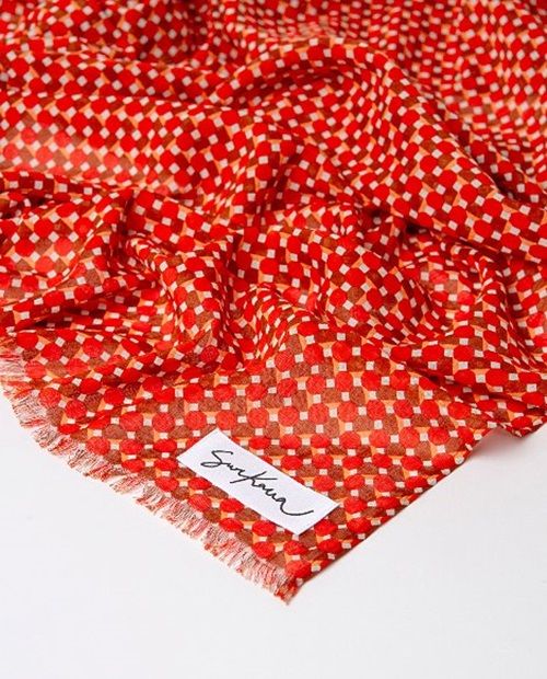 Rectangular printed Scarf Red