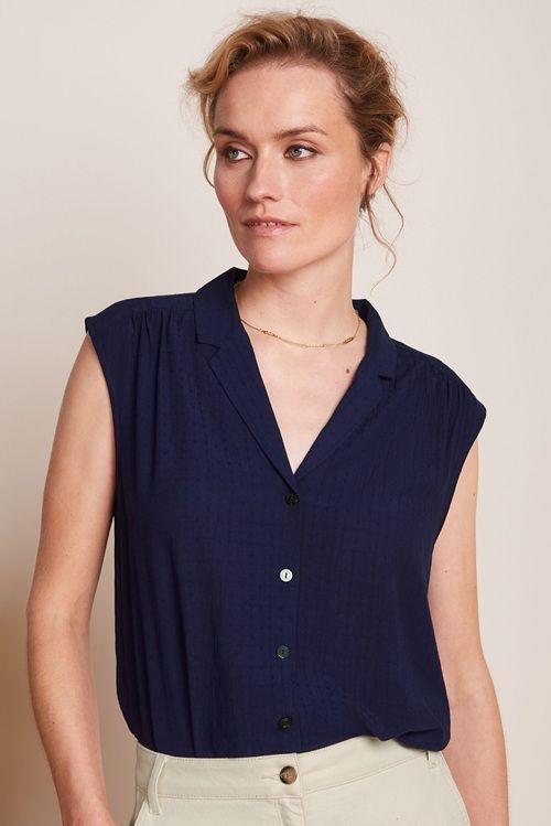 July Blouse Tortoise Evening Blue