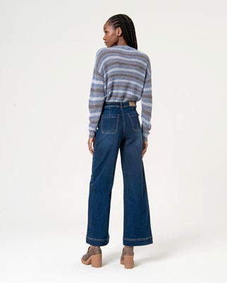 Flared Jeans With Fancy Pockets Deep Blue