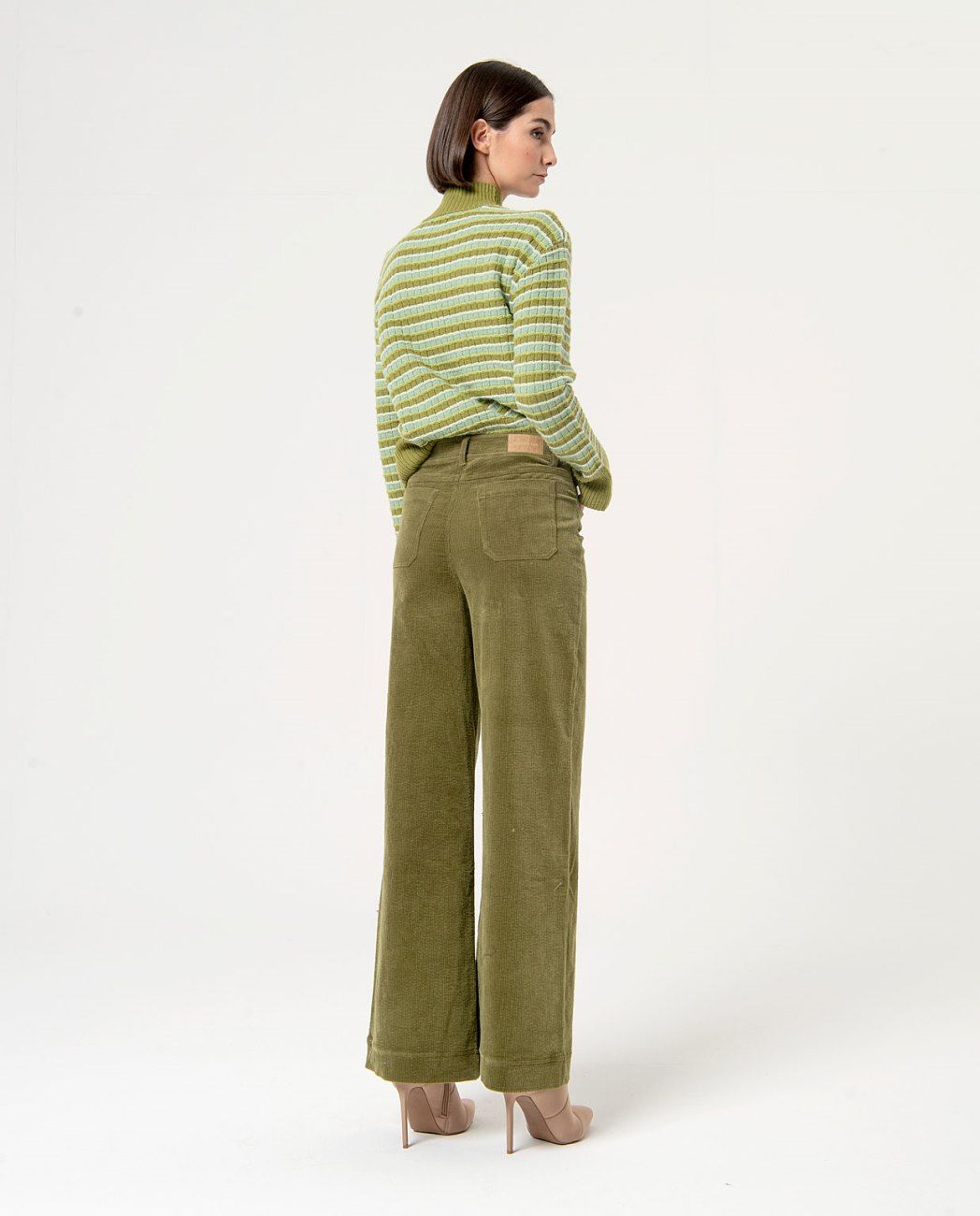 Flare Trousers With Pockets Green