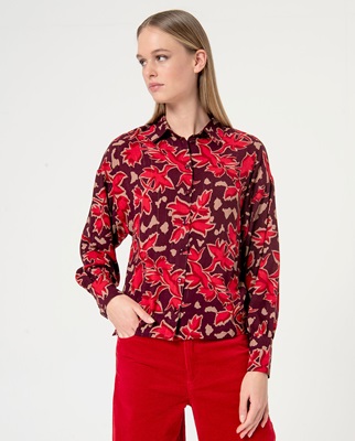 Bat Sleeve Blouse Maroon