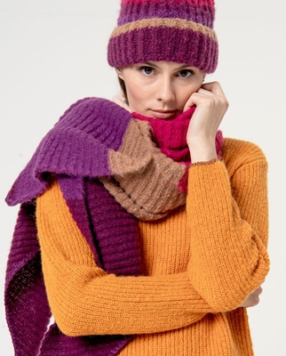 Striped Knitted Scarf Purple