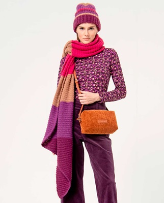 Striped Knitted Scarf Purple