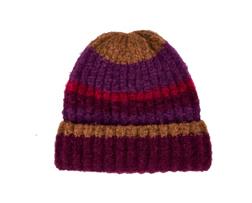 Striped Knitted Hat Purple