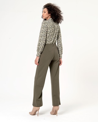 Straightr Trousers High Waist Khaki