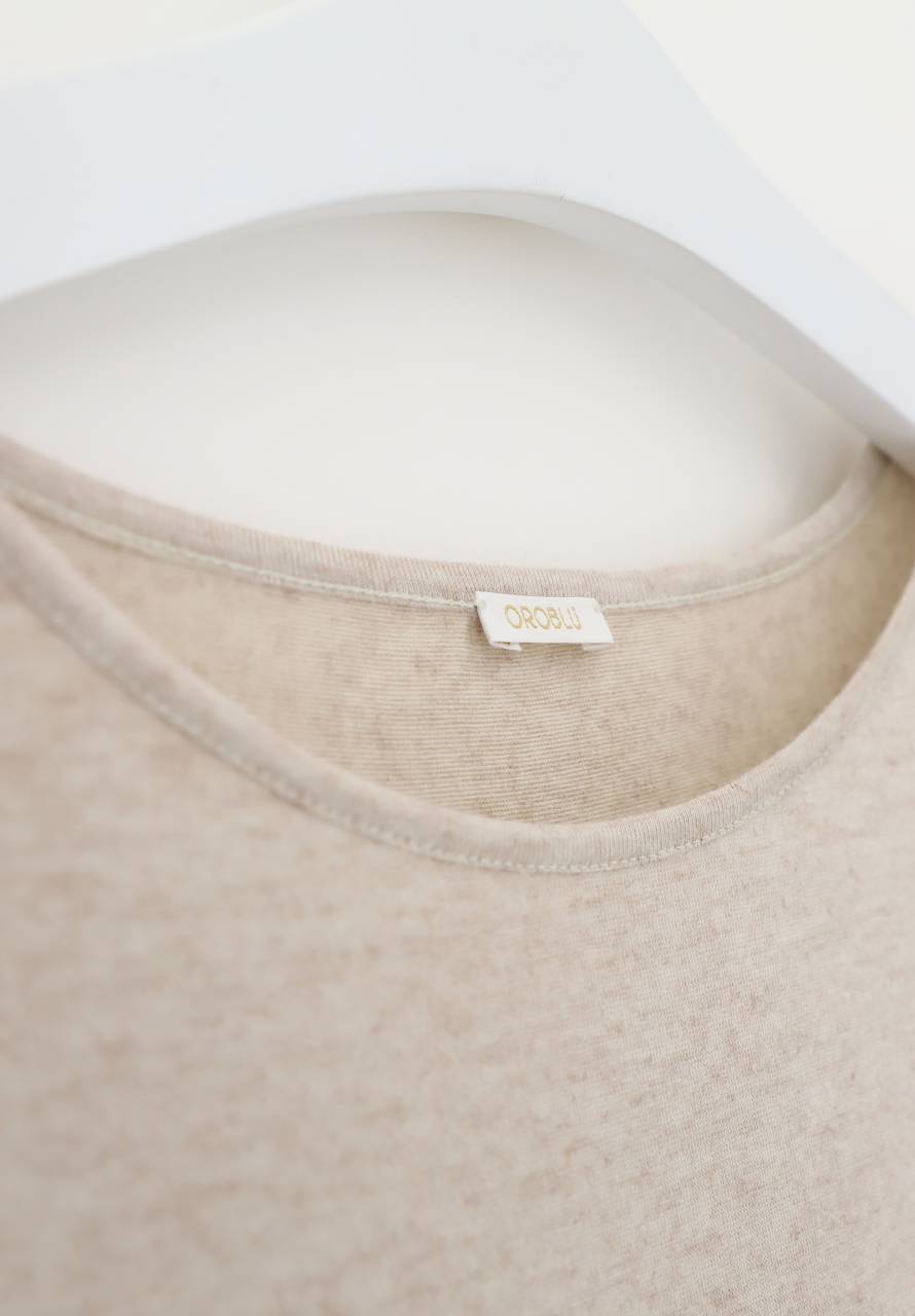 Perfect Line Cashmere T-Shirt Long Sleeves  Beige