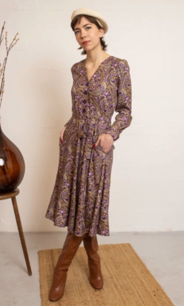 Magnolia Dress Purple Paisley