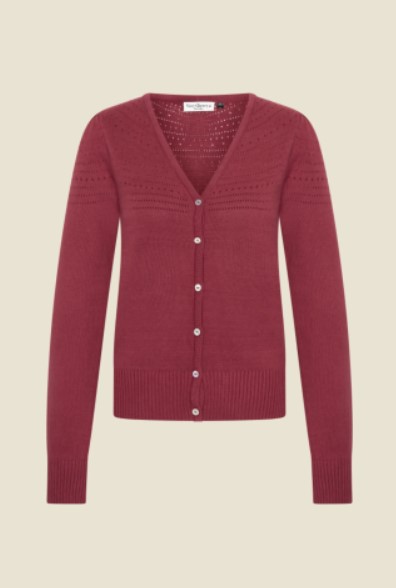 Very Cherry Lucia V Neck Cardigan Marsala