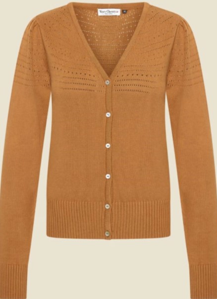 Lucia v Neck Cardigan Cognac