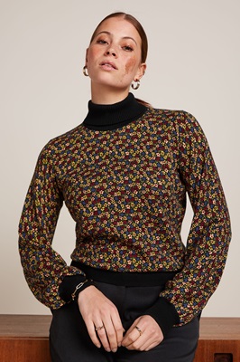 Rollneck Bell Top Flaminga Black