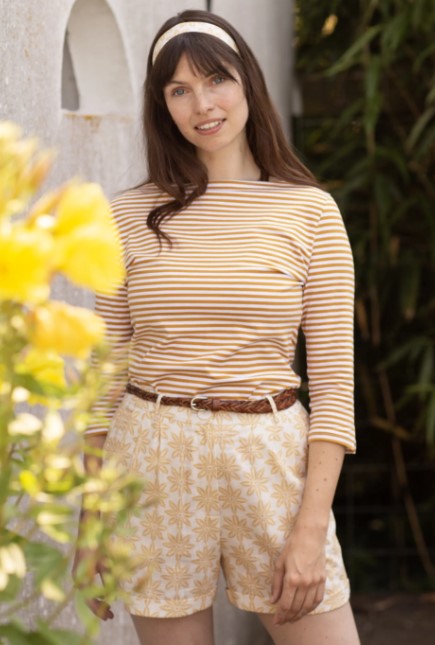 Boatneck Top French Stripes Honey Yellow