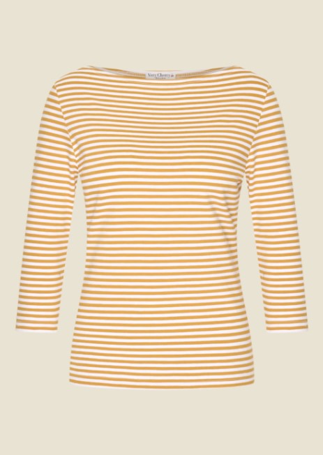 Boatneck Top French Stripes Honey Yellow