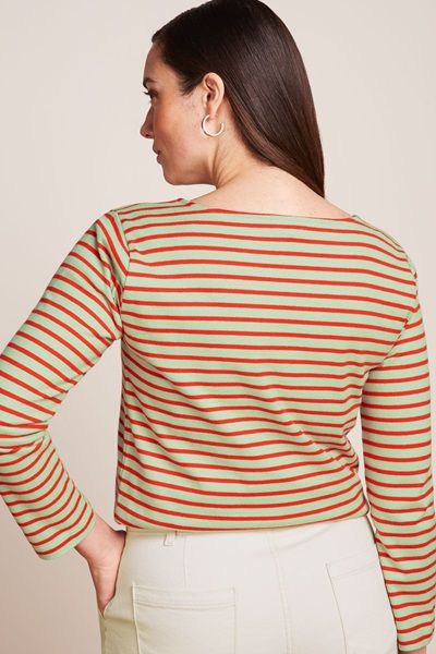 Boatneck Top Britney Stripe Sprucestone Mint