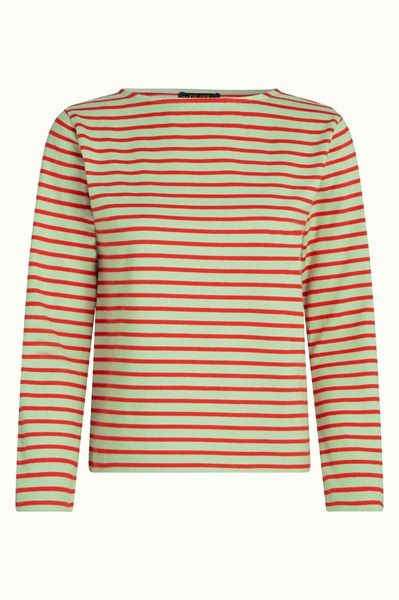 Boatneck Top Britney Stripe Sprucestone Mint