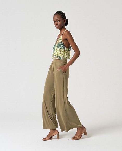 Long Straight Pants Khaki