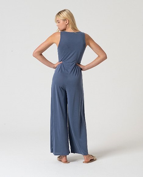 Strap Jumpsuit With Buttons Indigo