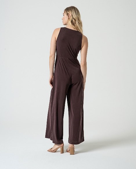 Strap Jumpsuit With Buttons Brown