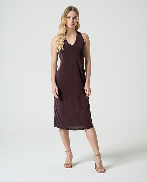 Strappy dress With V Neck Brown