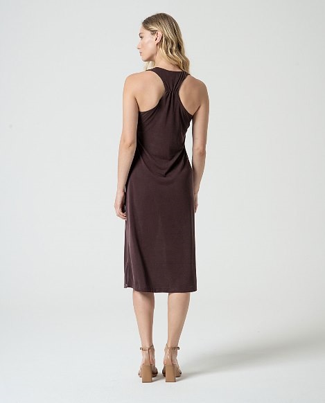 Strappy dress With V Neck Brown