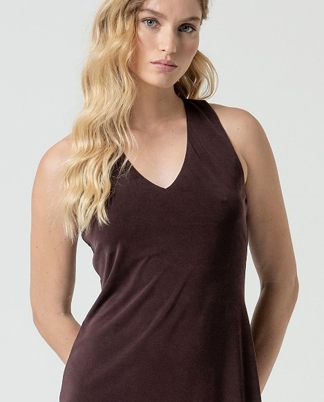 Strappy dress With V Neck Brown