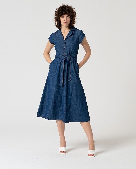 Shirt Dress With Belt Blue