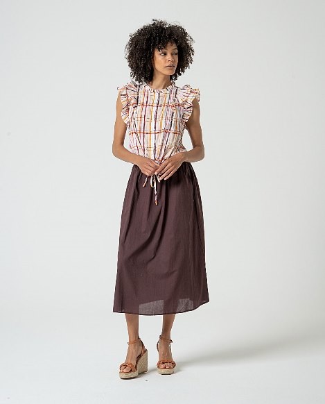 Blouse With Ruffles On Sleeves And Cord Multi