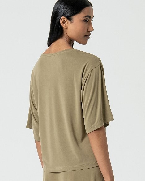 Sleeveless V Neck T Shirt khaki