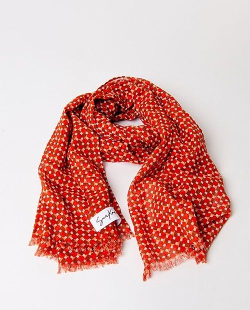 Rectangular printed Scarf Red