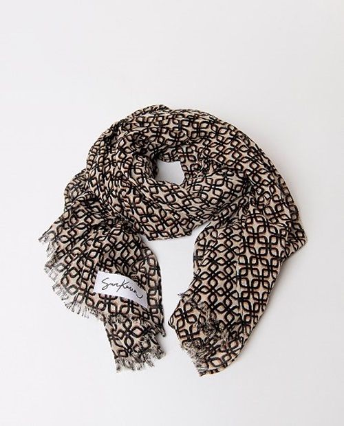 Rectangular printed Scarf Black