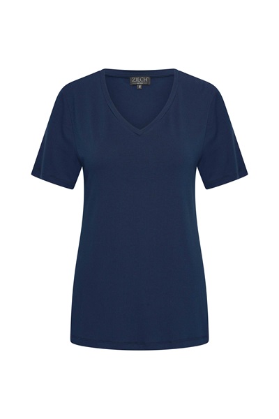 Zilch Top V neck Navy Viscose Elastan