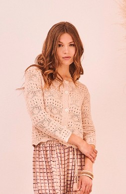 Long Sleeve Knitted Cardigan With Openwork