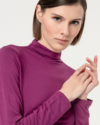 Perkins Collar T-Shirt Long Sleeve Purple