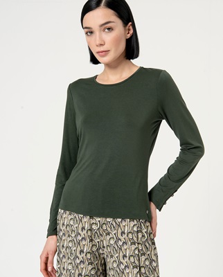 T-Shirt, Round Neck Long Sleeves Green