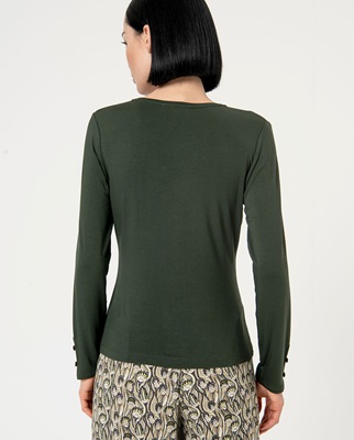 T-Shirt, Round Neck Long Sleeves Green