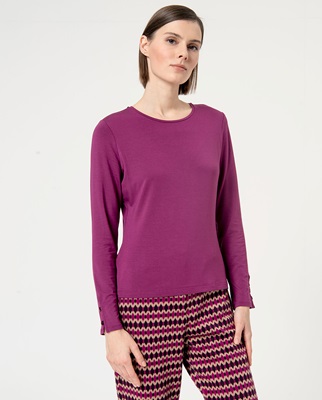 T-Shirt, Round Neck Long Sleeves Purple