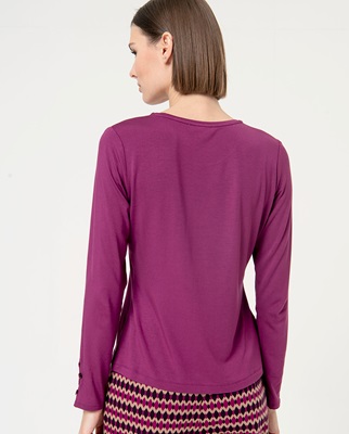 T-Shirt, Round Neck Long Sleeves Purple