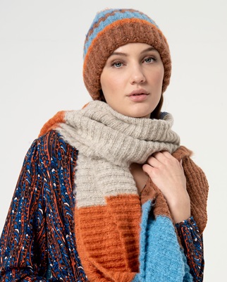 Striped Knitted Scarf  Blue