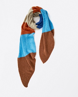 Striped Knitted Scarf  Blue