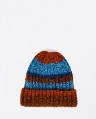 Striped Knitted Hat Blue