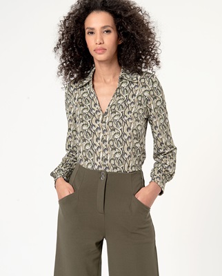 Straightr Trousers High Waist Khaki