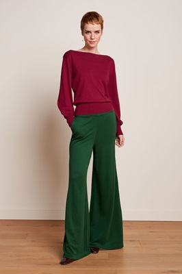 Border Palazzo Pants Milano crepe Forest green