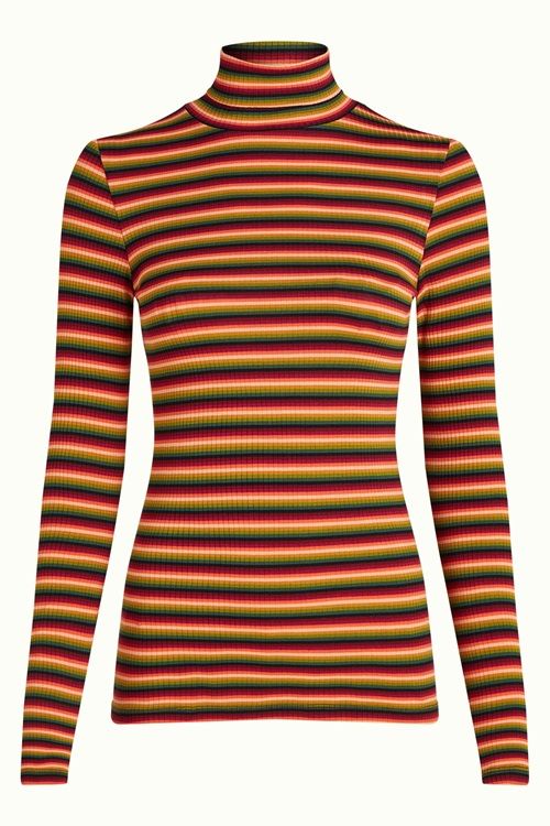 Rollneck Top Mimi stripe Cabernet red