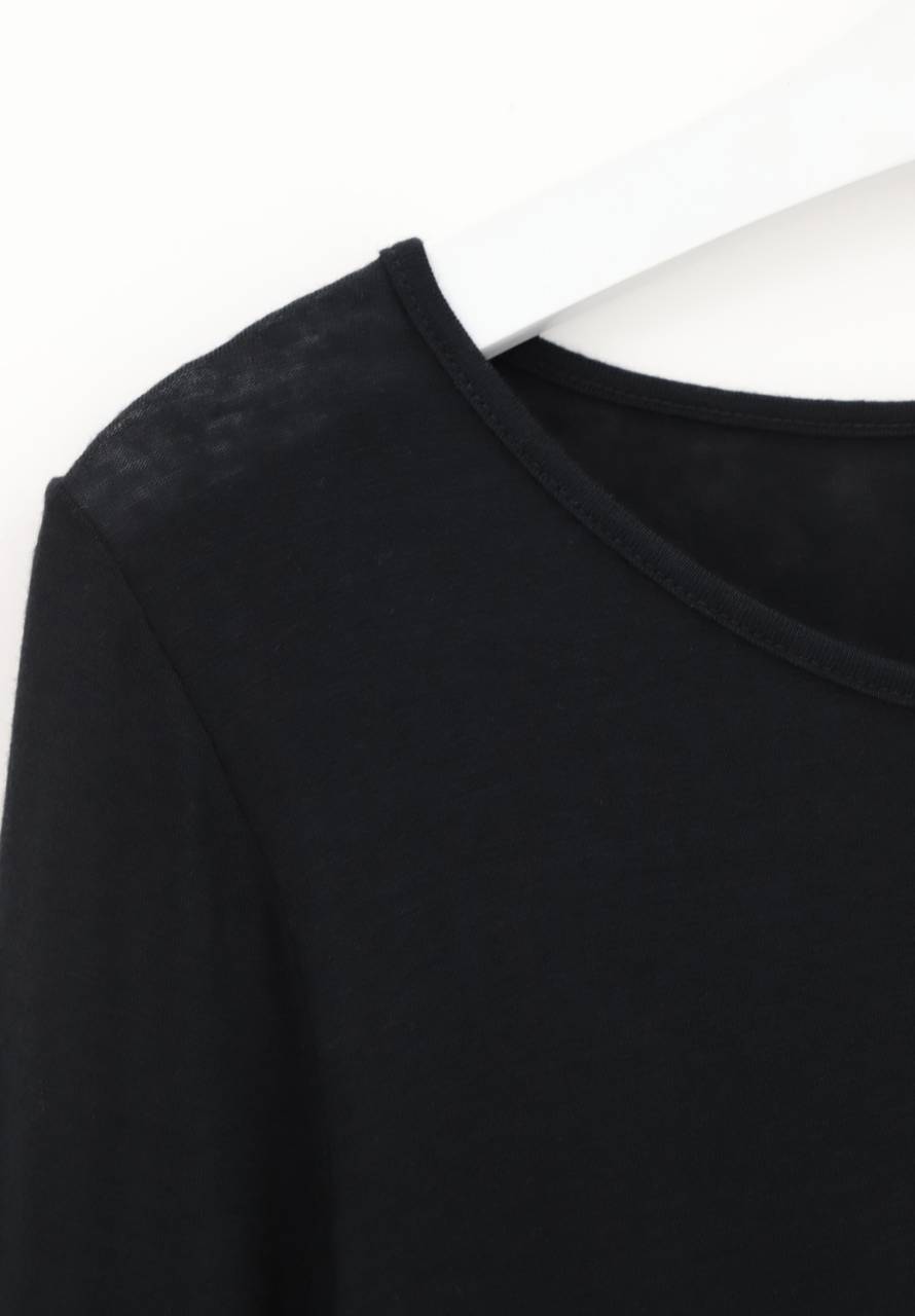 Perfect Line Cashmere T-Shirt  Long Sleeves Black