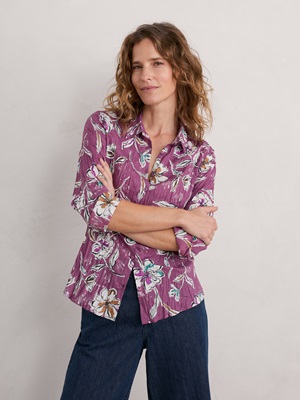 Larissa Shirt Linework Floral Heather