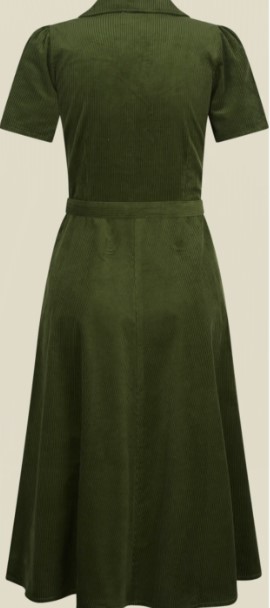 Revers Dress Midi Corduroy Green