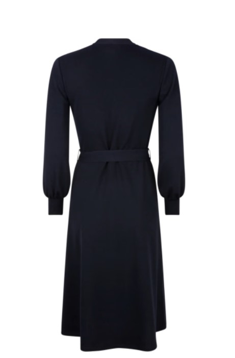 Cross Over Dress Long Sleeve Navy Jersey Crepe