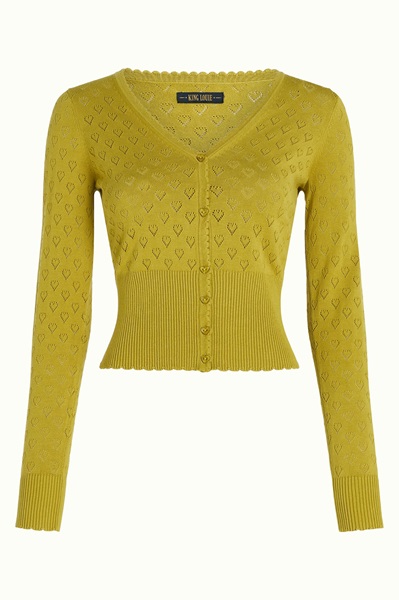 Cardi V Heart Ajour Spring Yellow