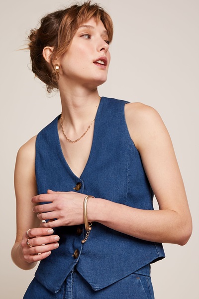 Bianca Gilet Chambray Denim Blue