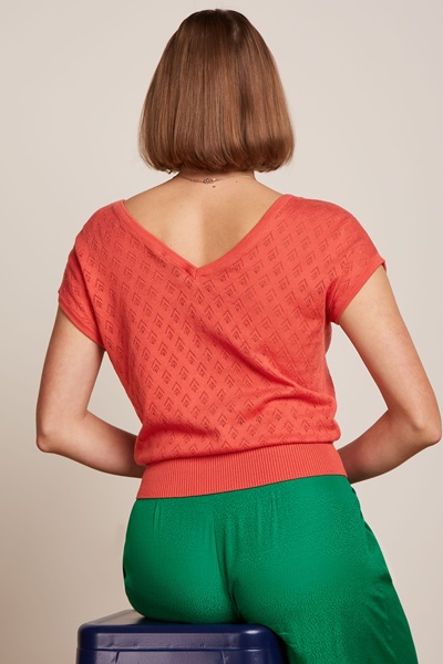 Double V Top Mateo Knit Tweed Orange