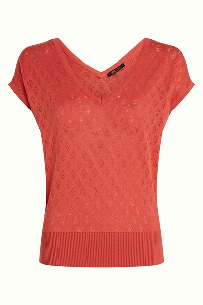 Double V Top Mateo Knit Tweed Orange